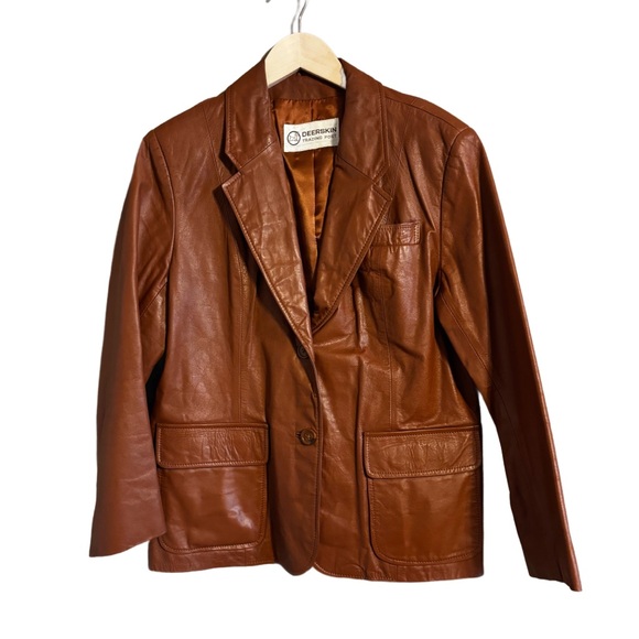 Vintage 70’s 100% Real Leather Tobacco Brown Short Leather Jacket Sm/Med measure - Picture 4 of 8
